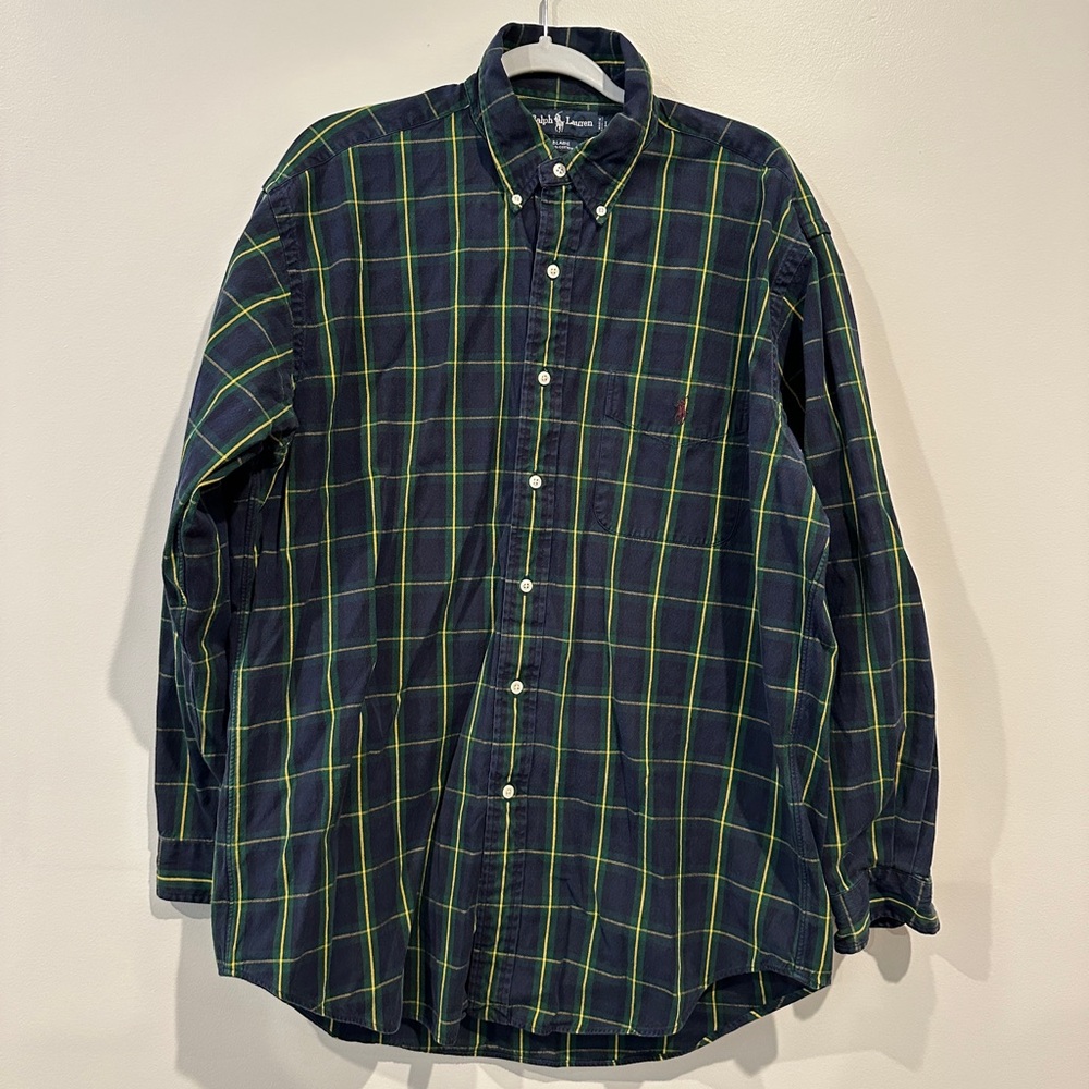 Ralph Lauren Navy, Yellow, and Green Check Shirt